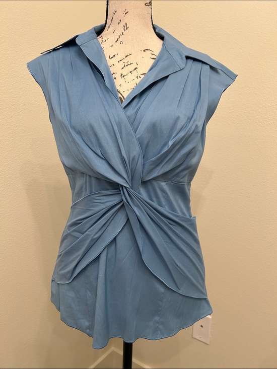 Trina Turk Tops - Trina Turk Twist-Front Sleeveless Blouse in Dusty Blue